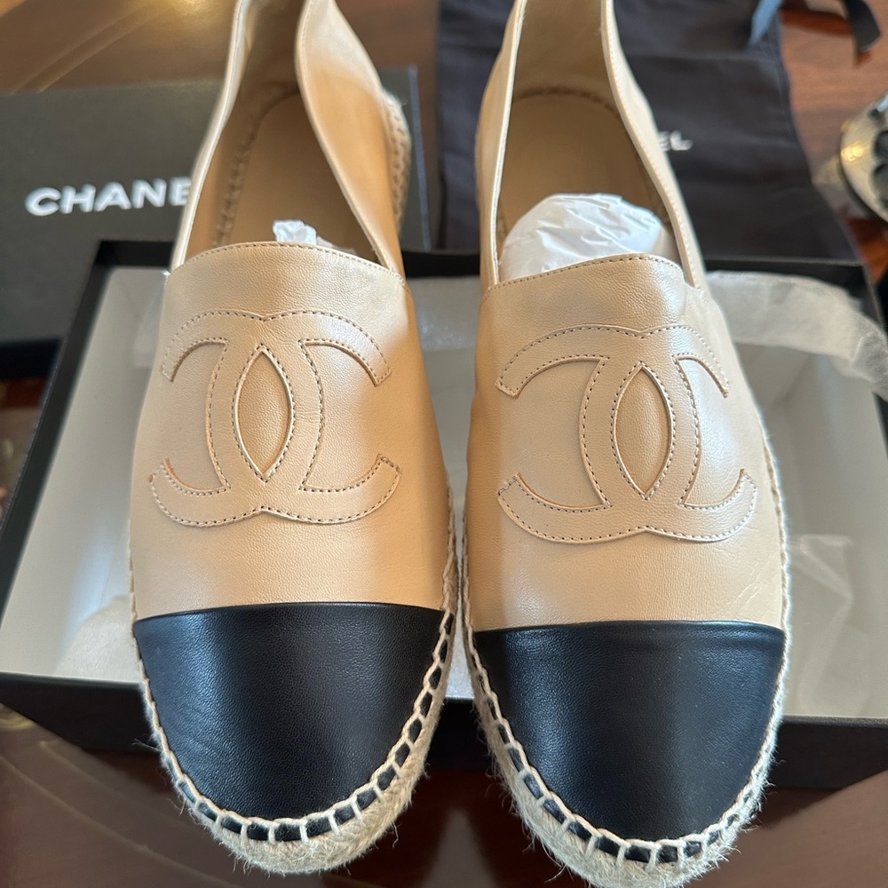 New Chanel lambskin espadrilles